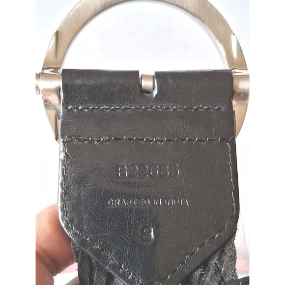 Cole Haan Leather Waist Belt O-ring Buckle Size Small Black Wide Style B22685 - Picture 4 of 7